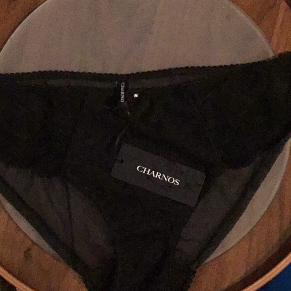 Charnos black lace high leg brief panties large euro 42 new with tags